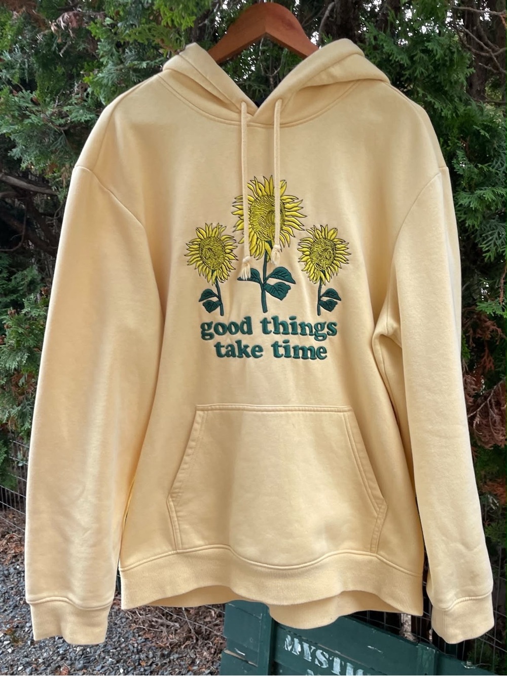 Cream Sunflower Graphic Hoodie - Good Things Take Time